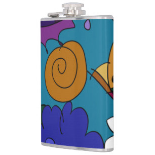 Colorful Doodle Art Personal Flask