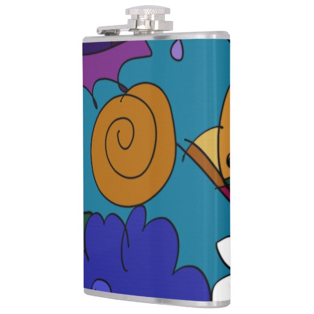 Colorful Doodle Art Personal Flask (Left)