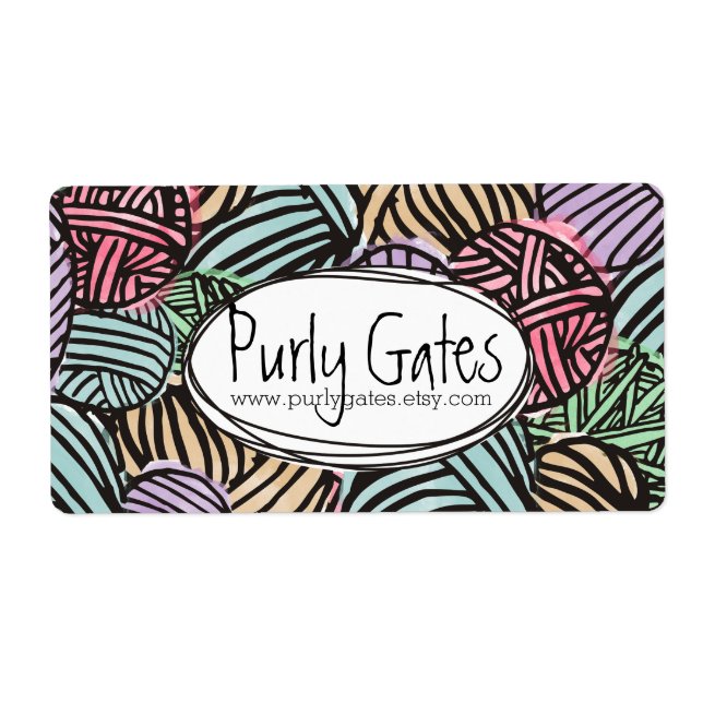 Colorful doodle balls of yarn knitting crochet label (Front)