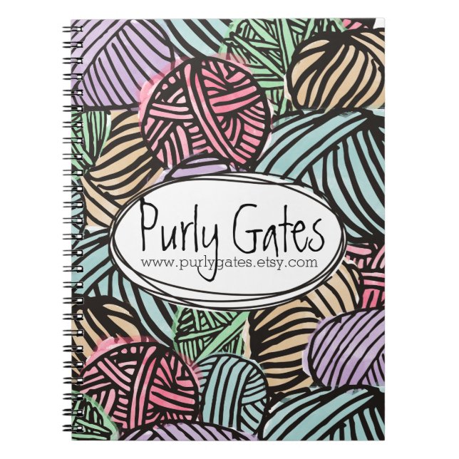 Colorful doodle balls of yarn knitting crochet notebook (Front)