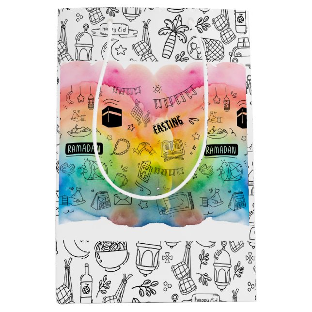 Colorful Doodle Eid Medium Gift Bag (Front)
