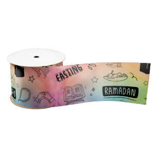 Colorful Doodle Eid Satin Ribbon