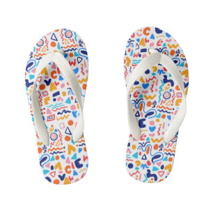 Colorful Doodle Flip Flops for Women   Retro Y2K A