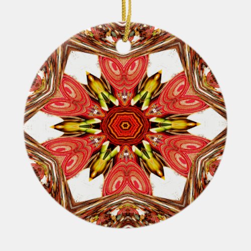 Colorful doodle flora  heart seamless starjpg ceramic ornament