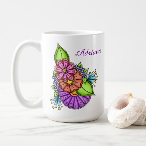 Colorful Doodle Flower Bundle Coffee Mug