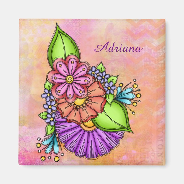 Colorful Doodle Flower Bundle Magnet (Front)