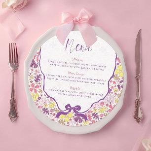 Colorful Doodle Flower Pencil Sketch Baby Shower Menu