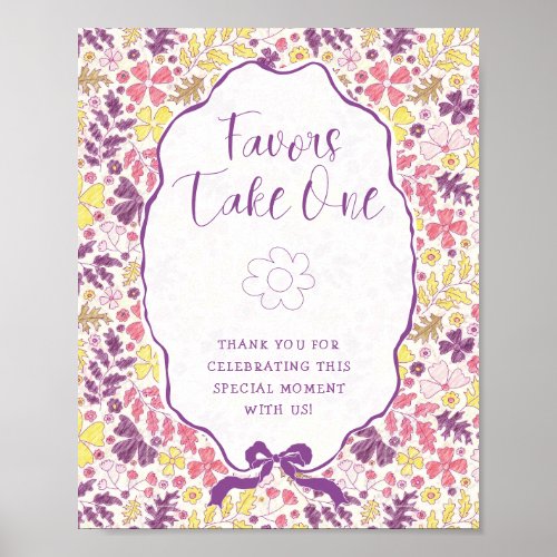 Colorful Doodle Flower Pencil Sketch Baby Shower  Poster