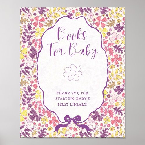 Colorful Doodle Flower Pencil Sketch Baby Shower  Poster