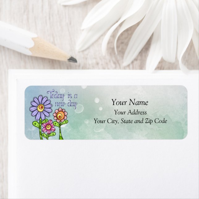 Colorful Doodle Flower Trio Label (Insitu)