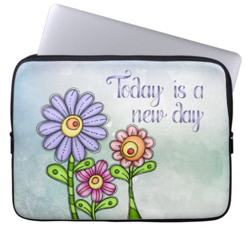 Colorful Doodle Flower Trio Laptop Sleeve