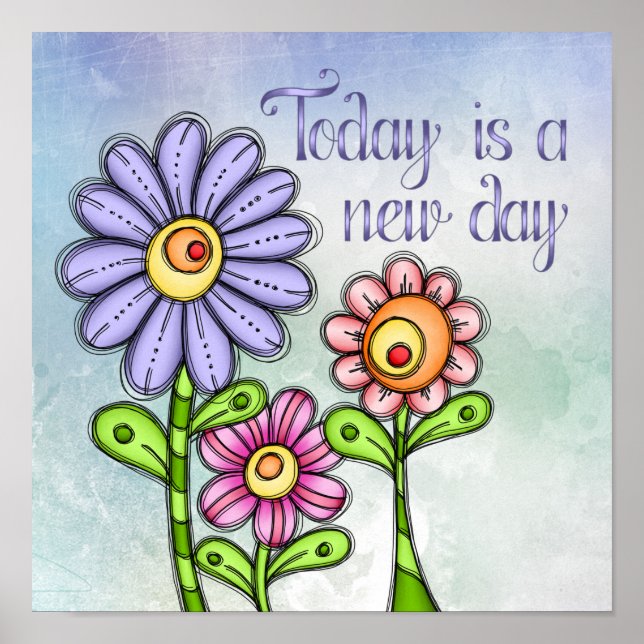 Colorful Doodle Flower Trio Poster (Front)