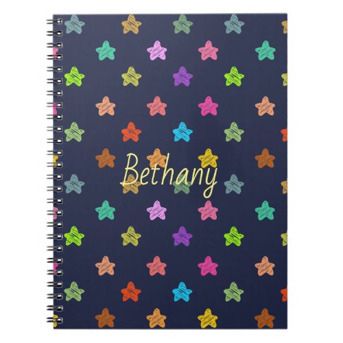 Colorful Doodle Hearts on Blue Personalised Notebook