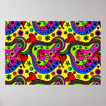 Colorful Doodle Line Art Posters by OneStopGiftShop at Zazzle