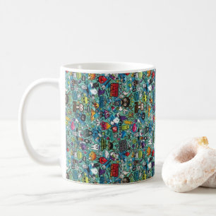Colorful Doodle Pattern Coffee Mug   Cute Cartoon 