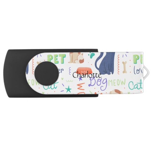 Colorful doodle pattern Custom Name Flash Drive
