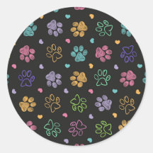 Colorful doodle paw prints