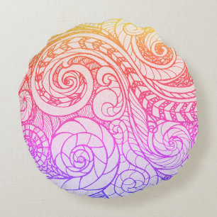 Colorful Doodle Round Pillow