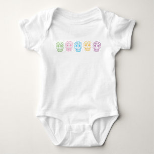 Colorful Doodle Skulls Baby Bodysuit