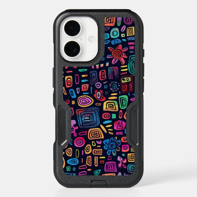 Colorful Doodle Squares Otterbox iPhone Case (Back)