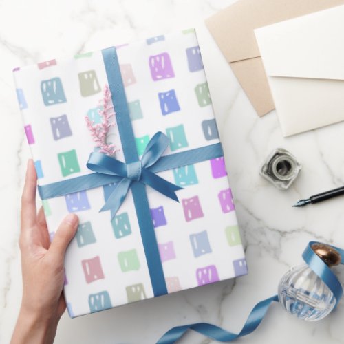 Colorful doodle squares wrapping paper