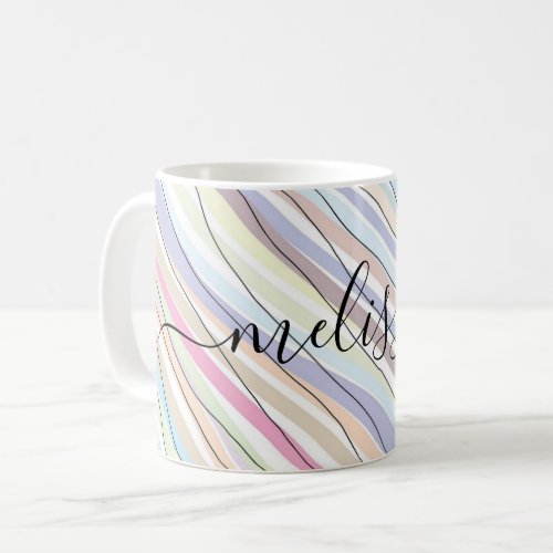 Colorful doodle stripes personalized coffee mug