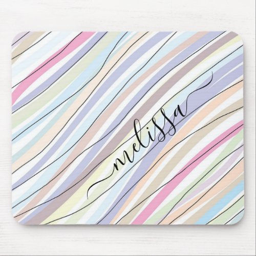 Colorful doodle stripes personalized mouse pad