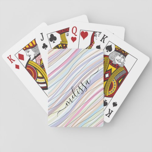 Colorful doodle stripes personalized playing cards