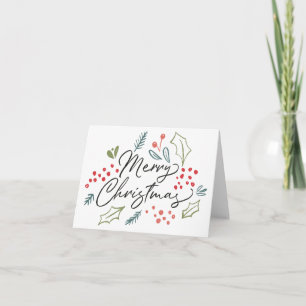 Colorful Doodles Merry Christmas Modern Script Card