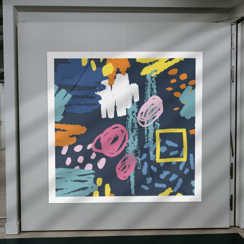 Colorful Doodling Scribbles Modern Grungy Art Poster