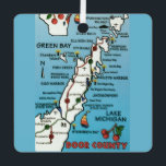Colorful Door County Wisconsin Metal Ornament<br><div class="desc">Wonderful,  colorful,  vintage Door County  Wisconsin map repurposed!. "Green Bay and Lake Michigan surround this peninsula.  You can move the map about on the back to show a specific area of the county.</div>