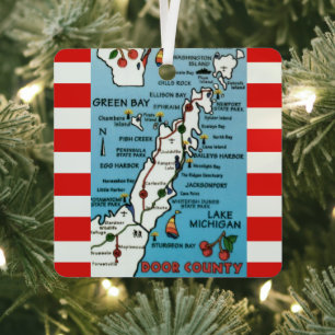 Colorful Door County Wisconsin Metal Ornament