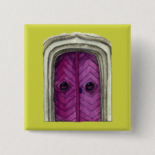 Colorful Door Illustration Button