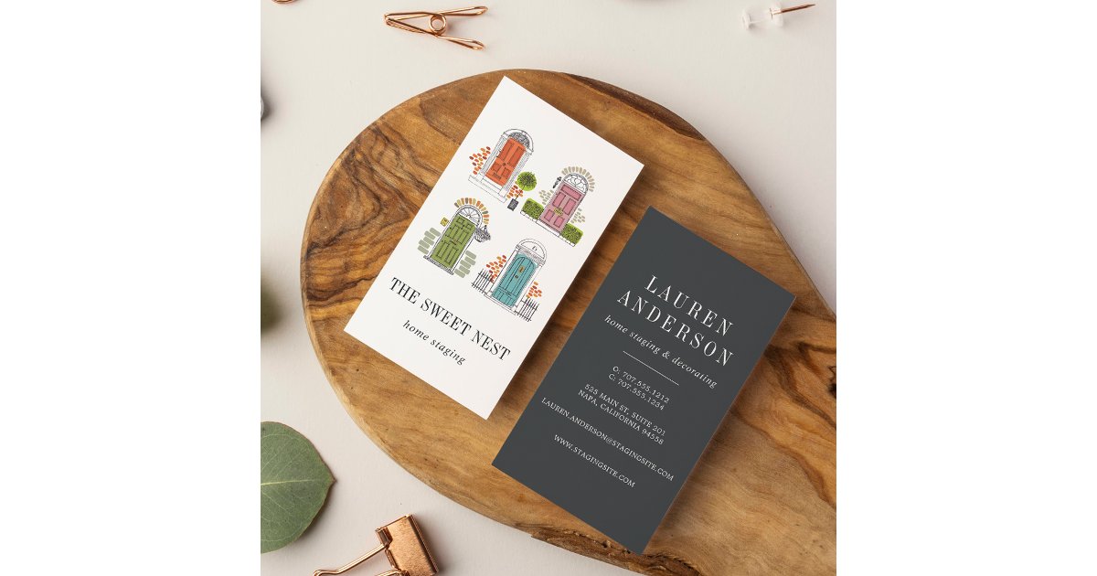 Colorful Doors | Home Staging or Interior Design Business Card | Zazzle