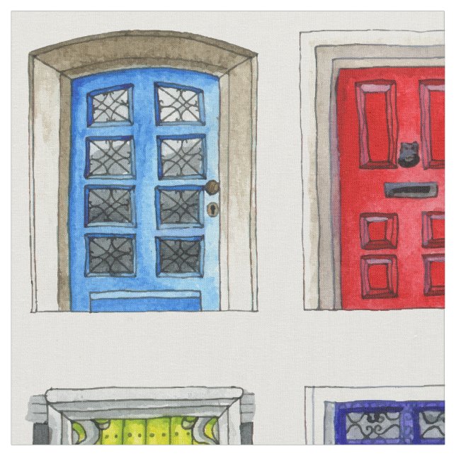 Colorful Doors Pattern Fabric (Close Up)