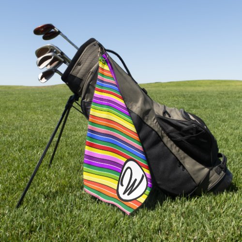 Colorful Dopamine Dressing Multi_Colored Striped G Golf Towel