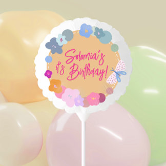 Colorful Dopamine Pink Flower Birthday Girl  Balloon