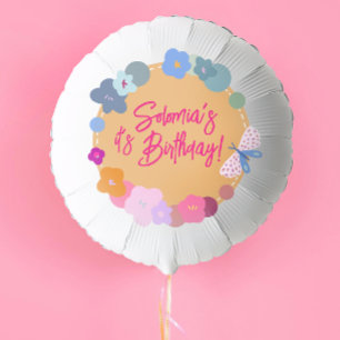 Colorful Dopamine Pink Flower Birthday Girl  Balloon