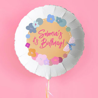 Colorful Dopamine Pink Flower Birthday Girl  Balloon