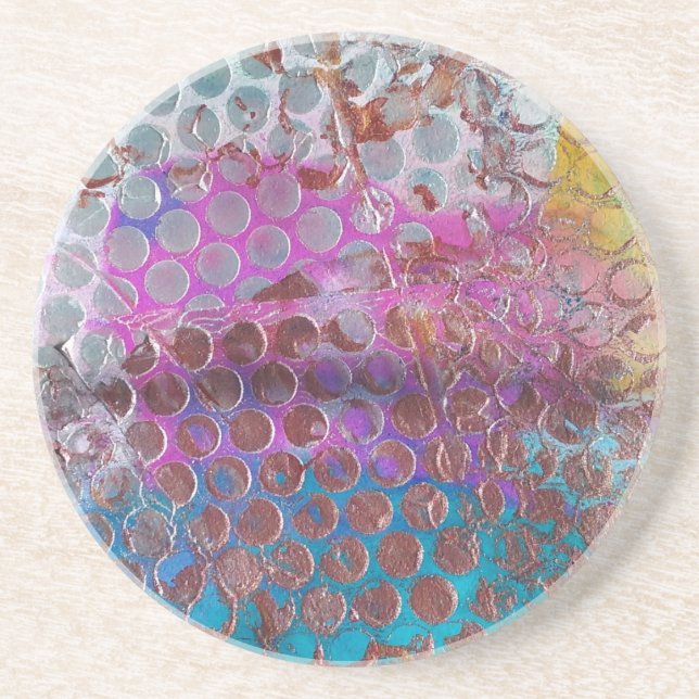 Colorful Dot Abstract Drink Coaster (Front)