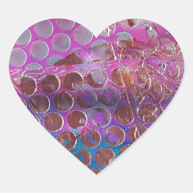 Colorful Dot Abstract Heart Sticker (Front)