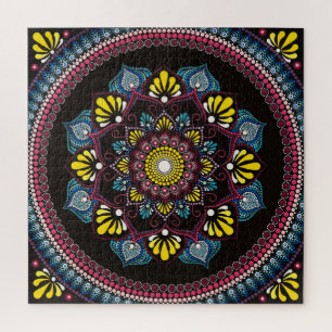 Colorful Dot Art Mandala Sacred Geometry Boho Jigsaw Puzzle