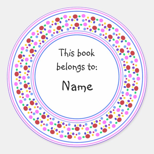 Colorful dot design bookplate (Front)