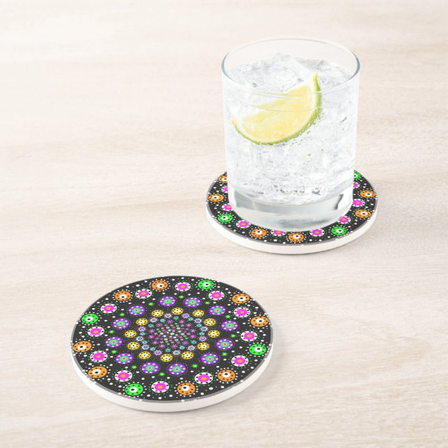 Colorful Dot Mandala Coaster (Side)
