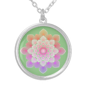 Colorful Dot Mandala Silver Plated Necklace
