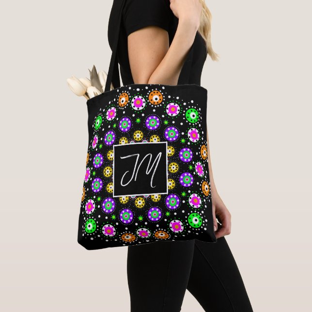 Colorful Dot Mandala Tote Bag (Close Up)