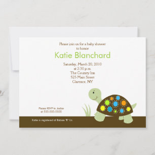 Colorful Dot Turtle Modern 5x7 Baby Shower Invitation