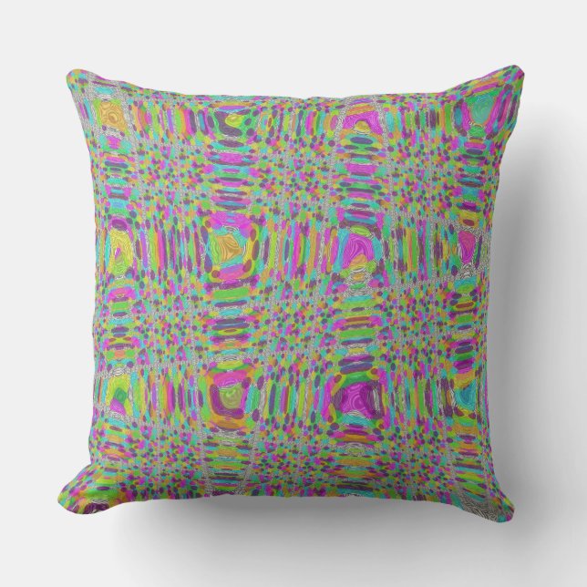 Colorful Dot Zig Zag Pink Yellow Green Pillow (Front)