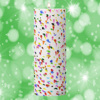 Colorful Dots Abstract Pattern Pillar Candle