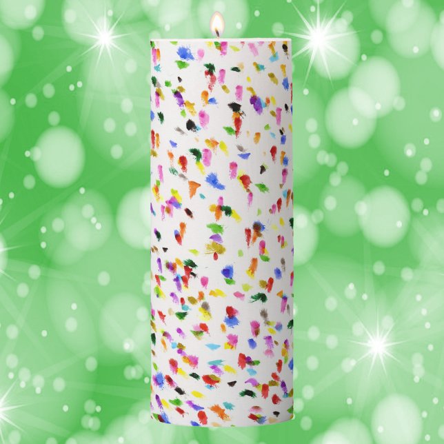 Colorful Dots Abstract Pattern Pillar Candle (A candle with a fun abstract and colorful dot pattern)